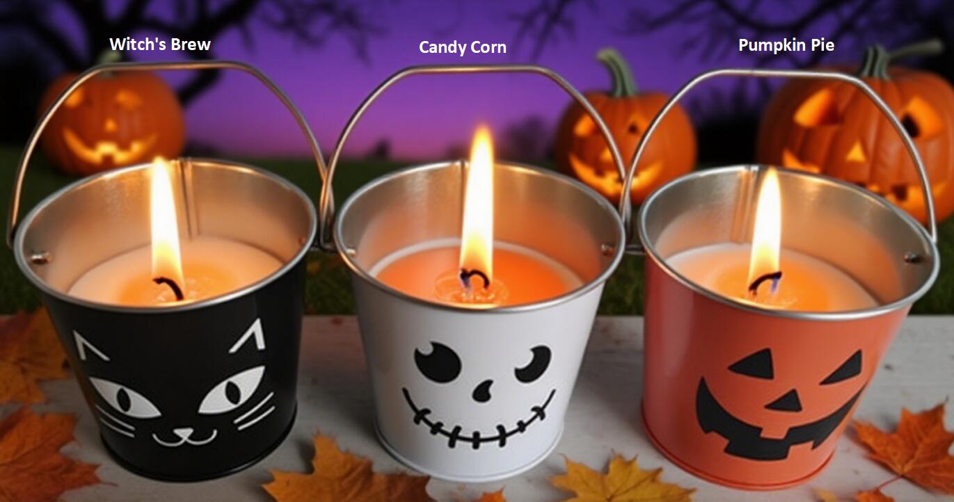 Printed Halloween Bucket Filled Candle